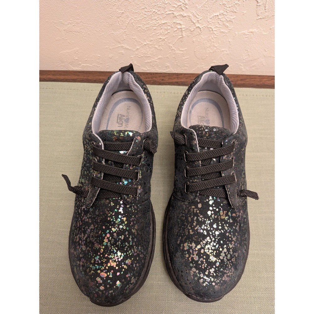 Nurse Mates‎ Align Velocity Black Iridescent Glitter Slip Resistant Sneakers 9M